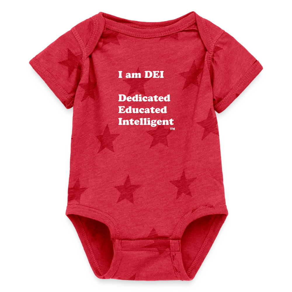 I am DEI - Baby 5 Star Print One Piece - red star