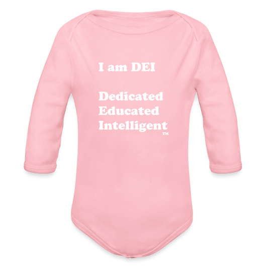 I am DEI - Organic Long Sleeve Baby Bodysuit - light pink