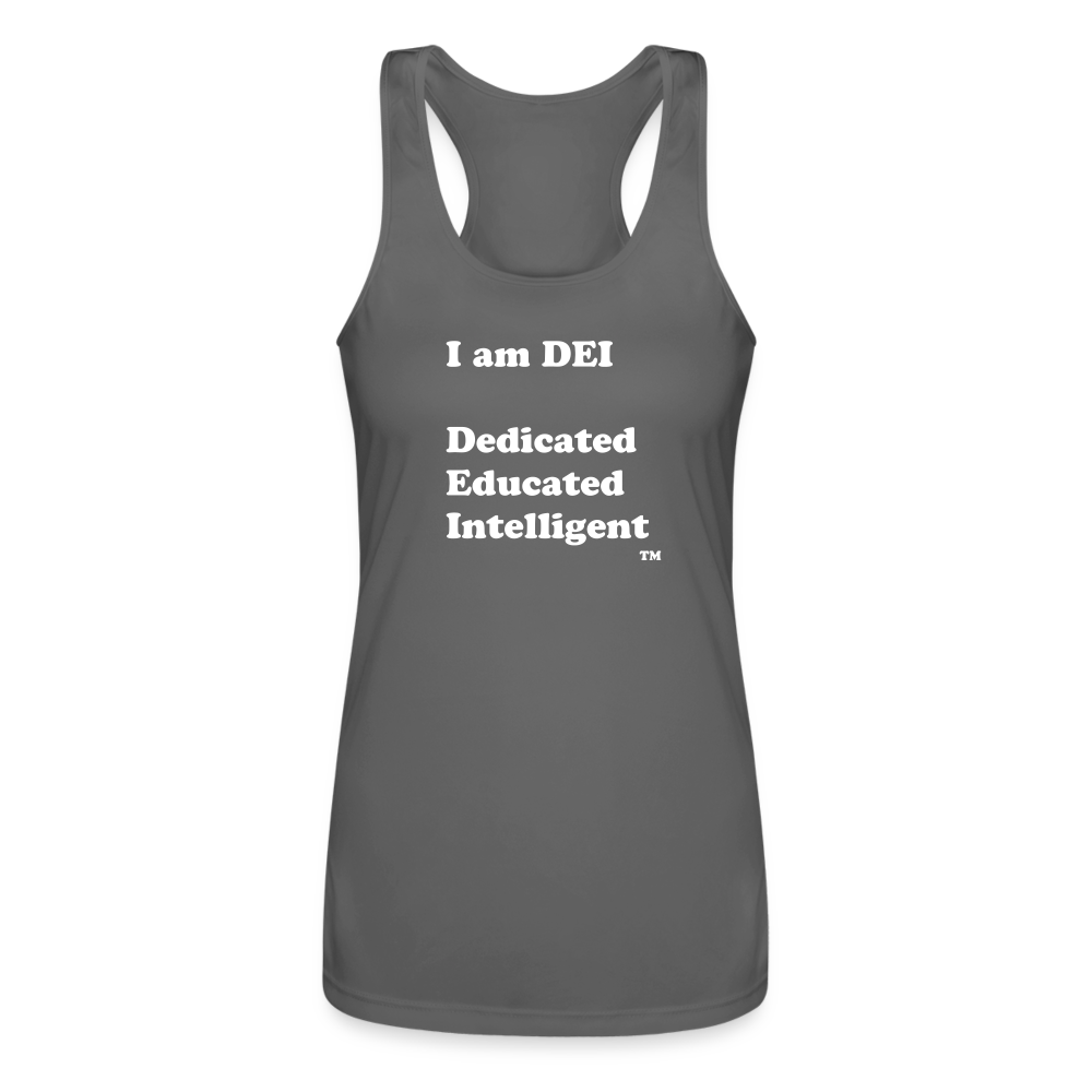 I am DEI - Women’s Performance Racerback Tank Top - charcoal