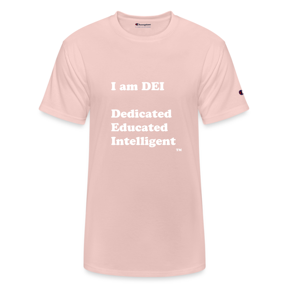 I am DEI - Champion Unisex T-Shirt - blush pink 