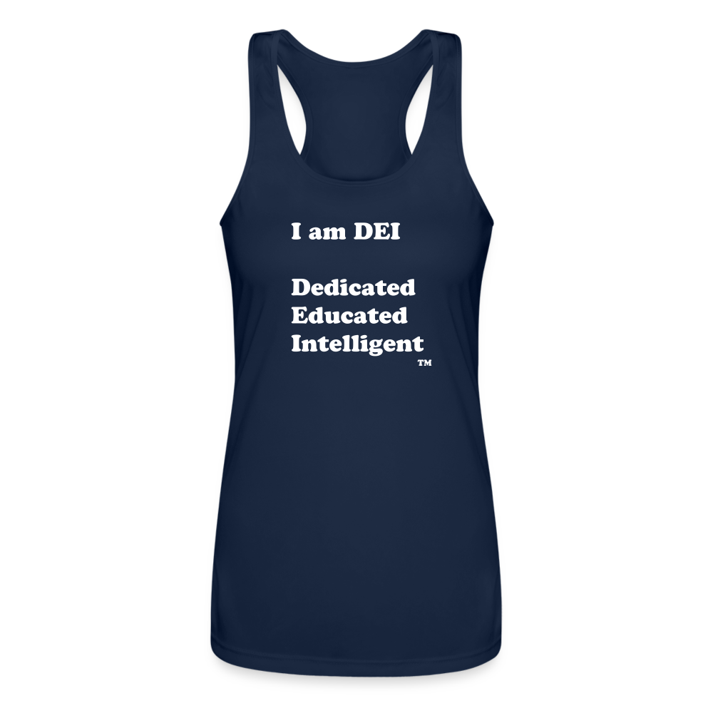 I am DEI - Women’s Performance Racerback Tank Top - navy