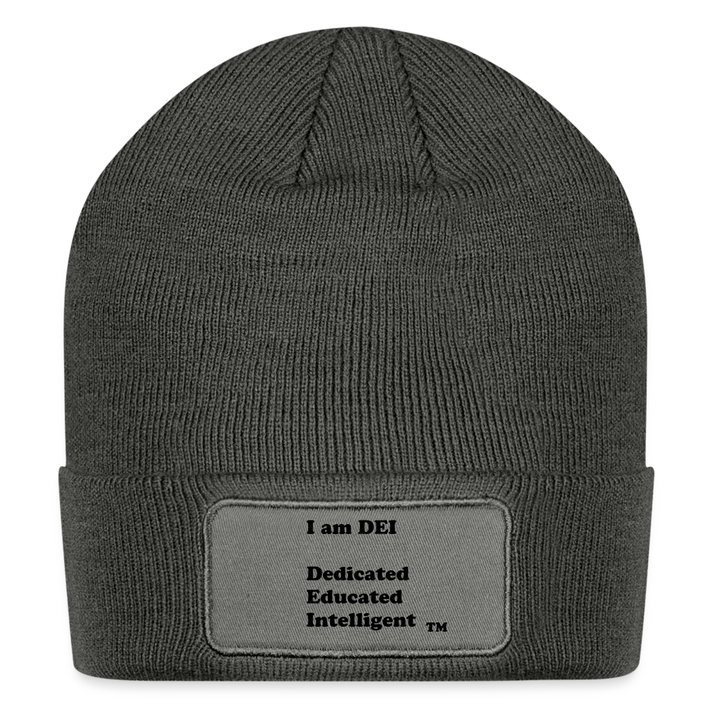 I am DEI - Patch Beanie - charcoal grey