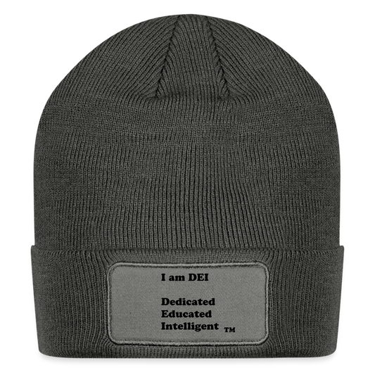 I am DEI - Patch Beanie - charcoal grey